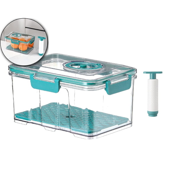VQPeo Vacuum Sealed Food Storage Container with Pump, Airtight Transparent Kitchen Jar with Lock for Freshness, Freezing & Moisture-Proof Organization