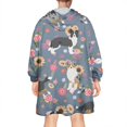thumbnail image 2 of Border Collie Dog and Flower Florals Wearable Oversized Blanket,Wearable Blanket Hoodie for Adults,Cozy Hooded Blankets with Super Pockets,Super Warm Fuzzy Pullover for Women & Men, 2 of 6