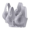 thumbnail image 2 of SYMOID Womens Bras 2 Pack - Size M, Gray, Wireless Lace Comfortable Stretchy with Wide Straps, Everyday All-Day Wear, 2 of 9
