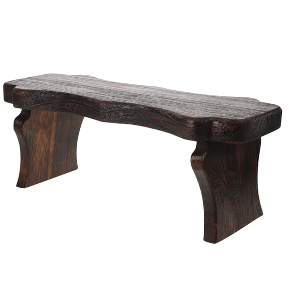 WEUVEB Solid Wood Low Footstool Coffee Color Japanese Style Footrest Stool for Home and Office
