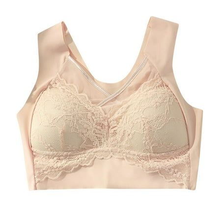 

CLZOUD Womens Comfortable Bras Comfortable Sports Beauty Back Workout Yoga Bra Thin Traceless and Rimless Bra Beige XL