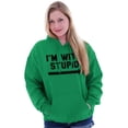 thumbnail image 4 of I'm With Stupid Classic Rude Insult Hoodie Sweatshirt Women Men Brisco Brands M, 4 of 6