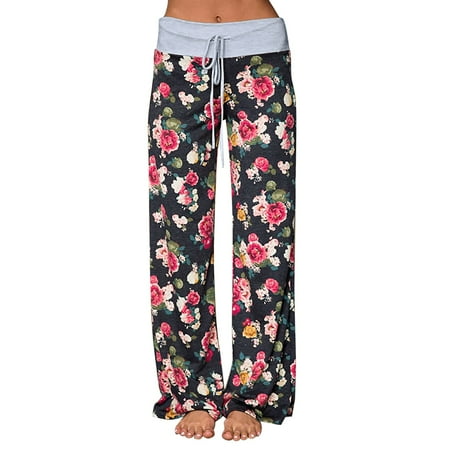 

Aompmsdx Women S Comfy Casual Pajama Pants Floral Print Drawstring Lounge Pants Wide Leg