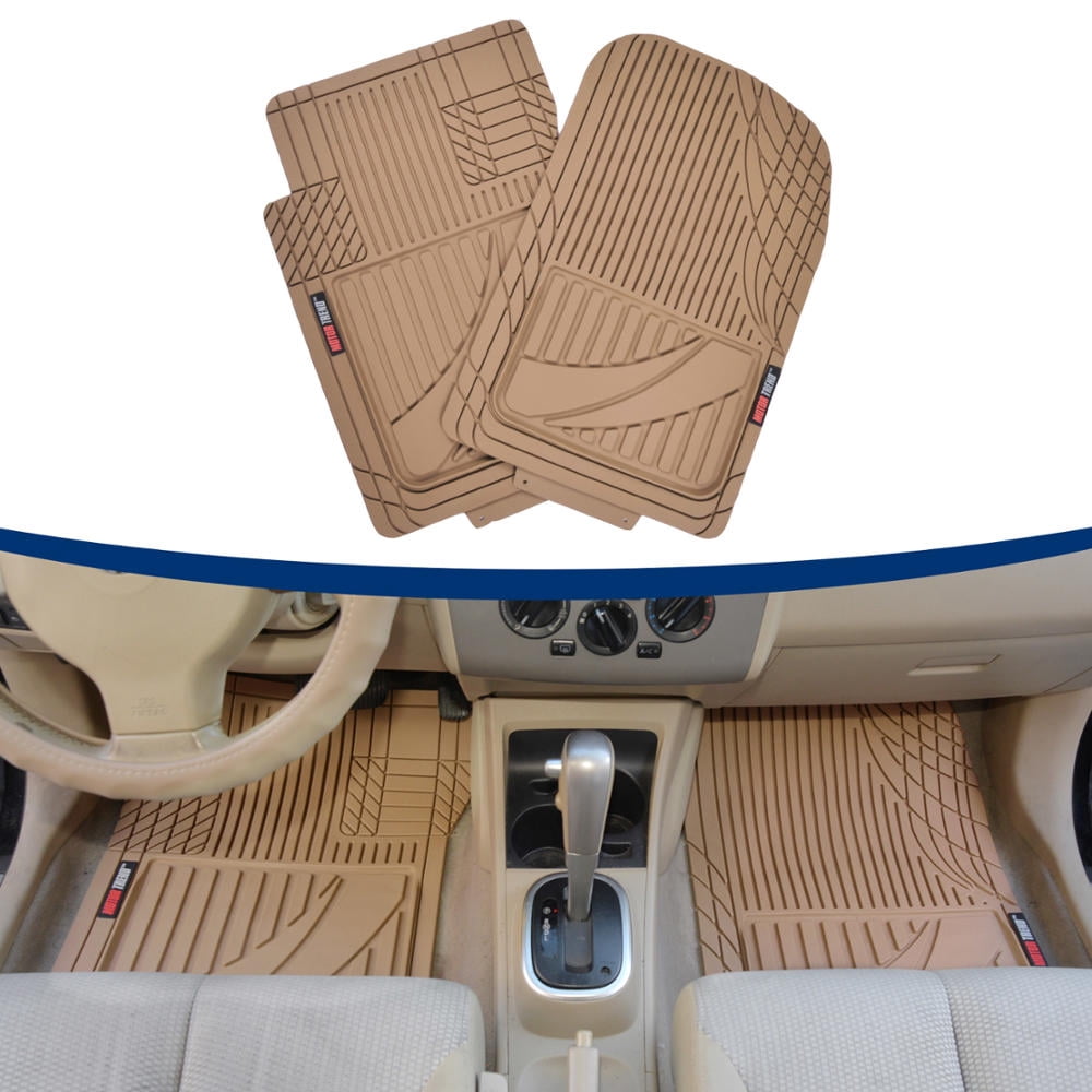 Motor Trend MT-793 Premium FlexTough Advanced Performance Rubber Car Floor Mats, Universal Front & Rear Combo Set with Trunk Cargo Mat Liner for Car Sedan SUV Van, Heavy Duty All Weather Trim To Fit