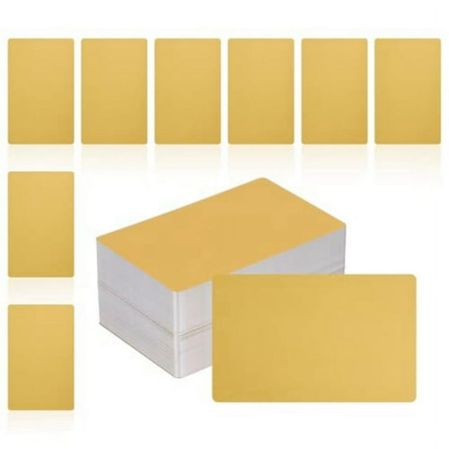 200 Piezas de Tarjetas de Presentación de Metal en , 1/64 PULGADA de Grosor, 3,4 X 2 Pulgadas, Materiales de Grabado de Aluminio, Tarjetas Únicas Doradas