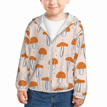 

Gaeub Mushrooms Print Athletic Sun Protection Hoodie for Kids Long Sleeve Outdoor UV Shirt Running Fishing Top for Boys Girls-18 Months