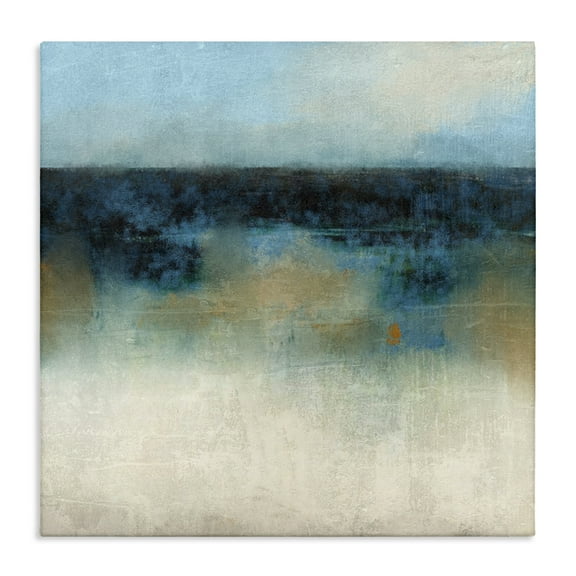 Stupell Industries Foggy Ocean Beach Scene Coastal Painting Gallery Wrapped Canvas Art Print Wall Art, 17 x 17