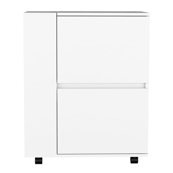 White Engineered Wood Bar Cart for Living Room / Mobile Design and Dual Cabinets
