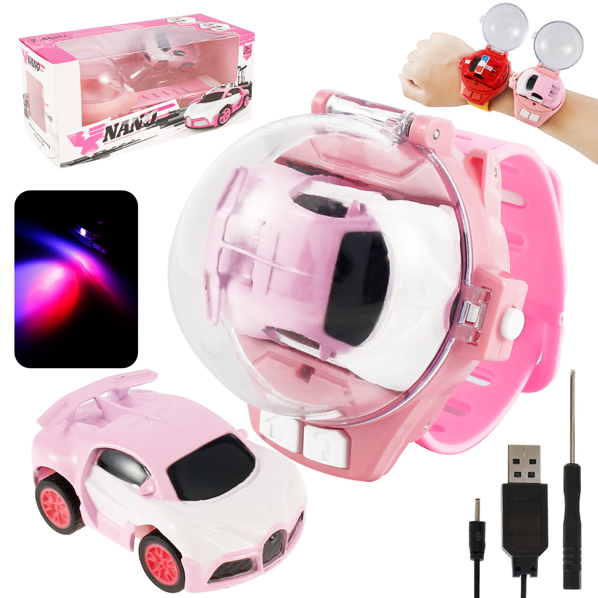 Mini Wrist Watch Remote Control Car Toys for Boys Grils, 2.4 GHz USB  Charging RC Small Car with LED Taillight, Cute Racing Car Gifts for Kids  Ages 4+