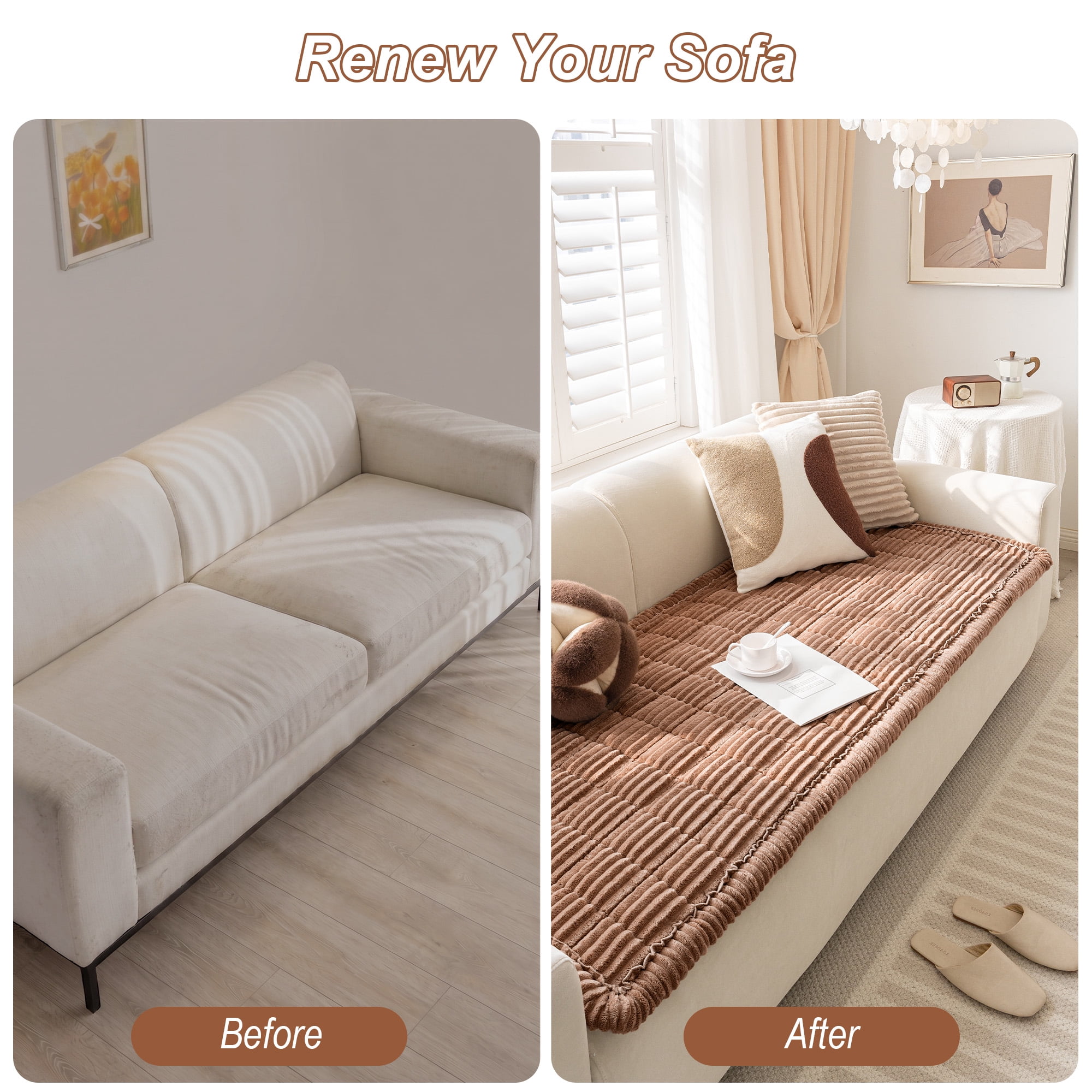 Sanmadrola Couch Cover Sofa Cover Slipcover Furniture Protector Washable Fuzzy Pet Couch Covers for Dog Cat Pet Non Slip 3 Cushion Couch Sofa Covers
