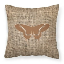 Carolines Treasures BB1030-BL-BN-PW1818 Butterfly Burlap and Brown   Canvas Fabric Decorative Pillow BB1030 18H x18W