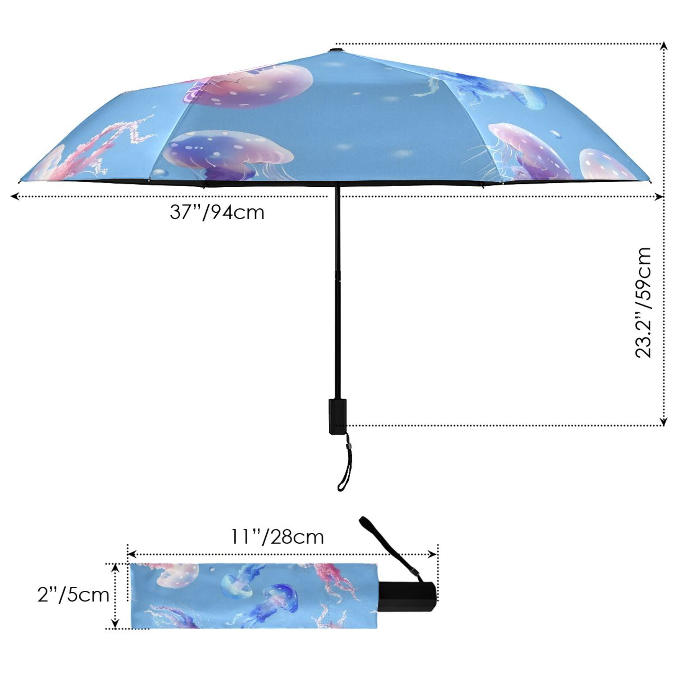 Beautiful Cute Jellyfish Compact Sun Umbrella Windproof Travel Umbrellas for Rain Strong Portable UV Protection