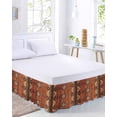 thumbnail image 2 of Brown Red Bed Skirt Cal King Size, Vintage Boho Ethnic Geometric Abstract Art Wrap Around Bed Skirting with Adjustable Elastic Strap, Dust Ruffled Pleated Bedskirts 18 Inch Drop for Bedroom Beds, 2 of 9