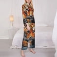 thumbnail image 3 of Fotbe Colorful Plant Tiger Pattern Long Sleeve Pajama Set for Women,Sleepwear Set,2-piece Loungewear Set,Soft PJs Comfy Nightwear with Pockets -Large, 3 of 7