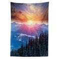 thumbnail image 3 of Ambesonne Forest Tablecloth Rectangular Table Cover, Sunset in Mountains, 60"x84", Orange Blue, 3 of 4