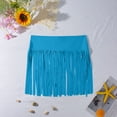 thumbnail image 4 of Qingpeng Womens Western Cowgirl Fringe Shorts Women's Solid Color Beach Fringe Half Skirt Swimming Skirt Tassel Bottoms, 4 of 7