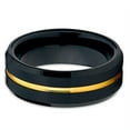 thumbnail image 2 of Tungsten Wedding Band Black Tungsten Ring 8mm Tungsten Carbide Ring Yellow Gold Men and Women Brushed Comfort Fit, 2 of 3