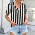 thumbnail image 4 of Blouses for Women Striped Regular Fit V-Neck Summer Tops Short Sleeve Tops Vertical Stripe Print Casual Daily Office Work Professional Wear, 4 of 7