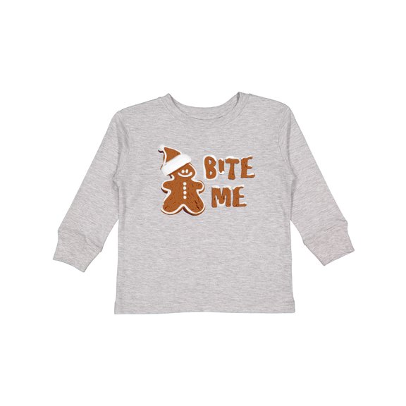 Inktastic Bite Me Gingerbread Boys or Girls Long Sleeve Toddler T-Shirt