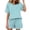 Light Blue, variant on Busydd Pajamas for Women Set Fashion Polka Dot Two Piece Loungewear Set Round Neck Short Sleeve Tee Top and Shorts Women's Sleepwear XL
