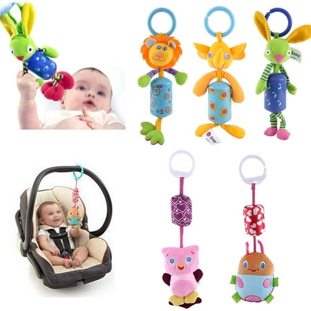 - 5 Styles Infant Animal Hanging Toys Baby Plush Wind Chimes Rattles Pull Bell Bed Stroller , Baby Rattle Toys, Wind Chime Toy