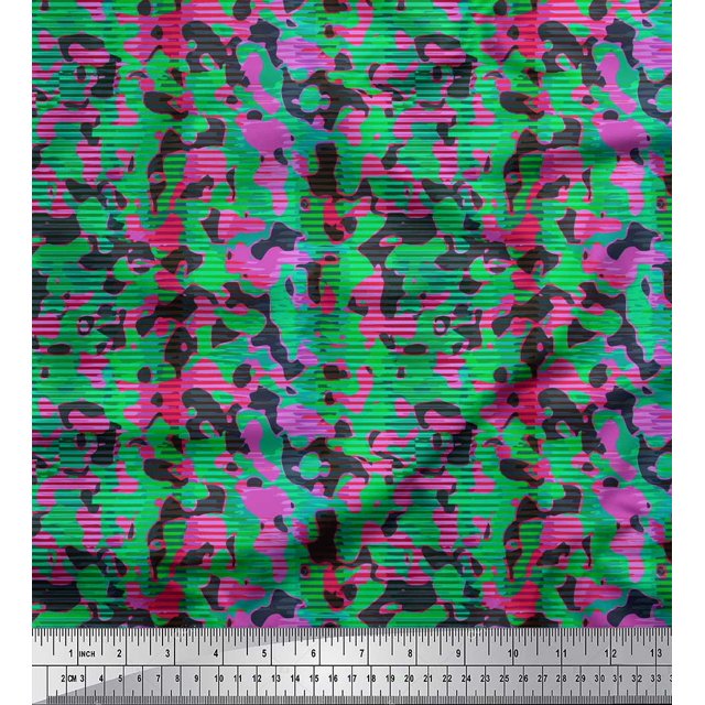 Soimoi Pink Rayon Fabric Stripe & Leopard Animal Skin Decor Fabric Printed Yard 56 Inch Wide
