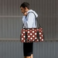 thumbnail image 3 of Defioc Maroon And White Polka Dot Print Hand Travel Bag - Foldable Travel Duffel Bags for Men Women -Sport Gym Bag - Overnight Travel Duffel Bag - Adjustable Shoulder Strap, 3 of 6