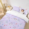 thumbnail image 3 of Erosebridal Cartoon Unicorn Girls Twin Bedding,Dreamy Princess Style Rainbow Duvet Cover Set For Kids,Reversible 2 Pieces,No Comforter, 3 of 6