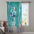 thumbnail image 3 of Coastal Crab Sheer Curtains 54" Long, Watercolor Ocean Animal Coral Jellyfish Wood Green Light Filering Curtains, Breathable Simi Curtain Privacy Drapes for Kitchen Bathroom Small Window Treatment, 3 of 8