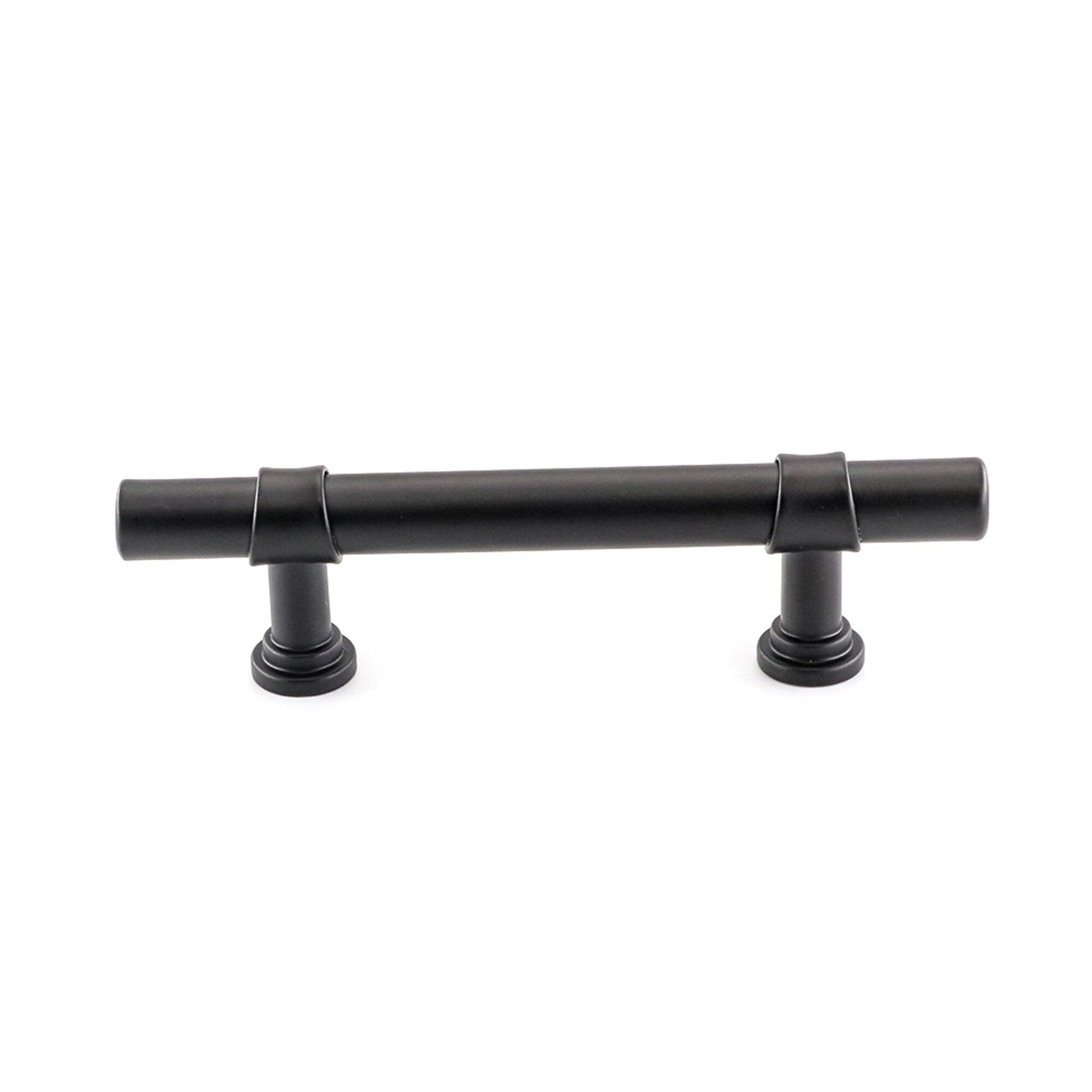 Fitviso 10 Pack 3 Inch(76mm) Hole Center Cabinet Handles Pulls for Kitchen Stainless Steel Matte Black Drawer Pulls ( 5" Length ）