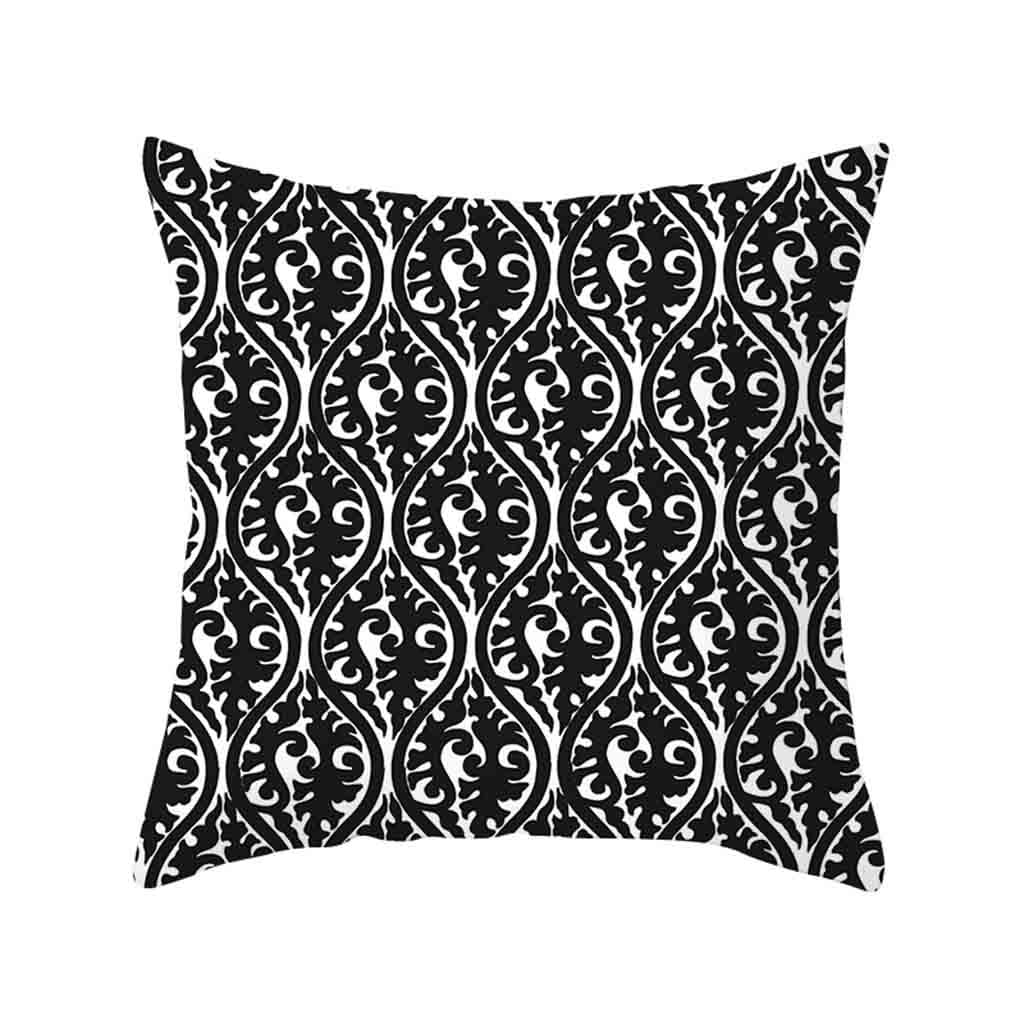 Cover Pillow Polyester Case Square And Cushion Geometric Black Throw 18'' White 