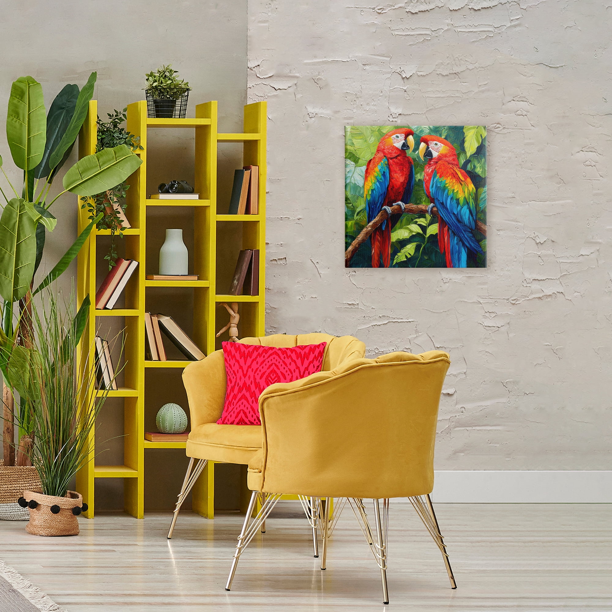 Stupell Industries Tropical Parrot Pair Canvas Wall Art, design by Petal Prints Design