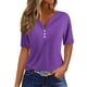 thumbnail image 2 of Puntoco 2024 tops de moda de verano para mujer, top informal de manga corta con cuello en V de Color sólido para mujer, 2 of 5