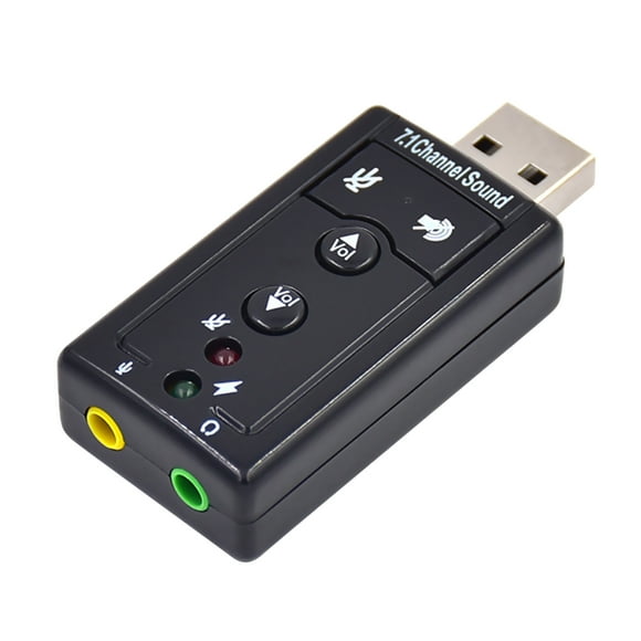 Graflsoa 7.1 Channel USB External Sound Card with 3D Surround Sound and Button Control, Black, Compact Design, 3.5mm Audio Interface
