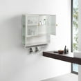 thumbnail image 2 of 23.62" Wall Cabinet with 2 Glass Doors, Metal Hanging Cabinet with Rack, Open Shelf and Two-tier Enclosed Storage, Storage Cabinet Medicine Cabinet for Bathroom Kitchen, White, 2 of 9
