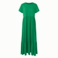thumbnail image 6 of Women's Short Sleeve Crewneck Swing Dress Flowy Tiered Maxi Beach Dress With Pockets Elegant Leisure Dresses, 6 of 6