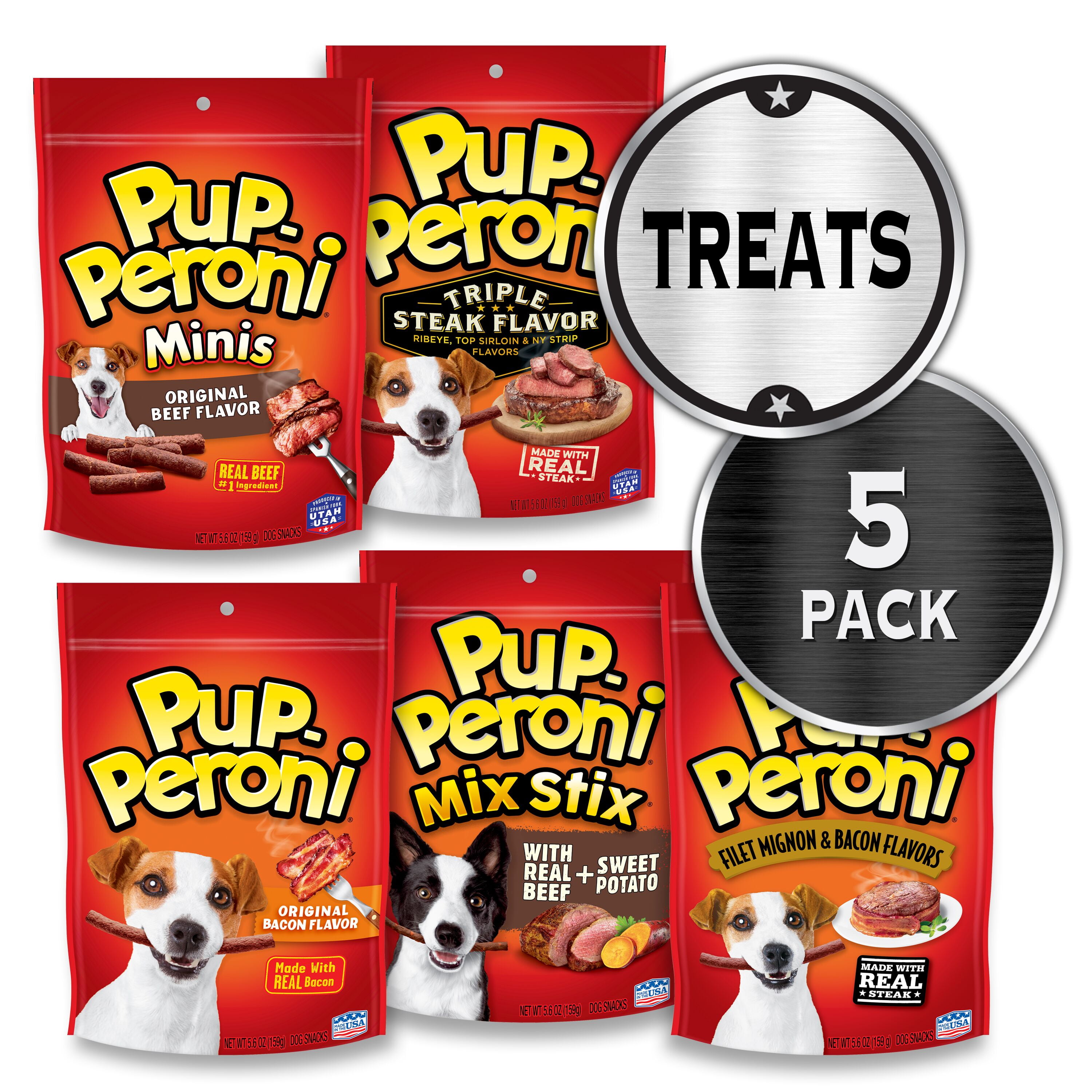 PupPeroni Dog Treats Variety Pack, 5 Flavors, 5 Pack