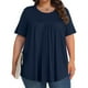 thumbnail image 1 of Puntoco Blusas cortas de liquidación para mujer, blusas casuales de moda para mujer, tallas grandes, manga corta, lisas, cuello redondo, dobladas, 1 of 5