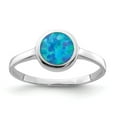thumbnail image 1 of 925 Sterling Silver Rhodium-plated Polished Round Synthetic Opal Ring Size: 8; for Adults and Teens; for Women and Men, 1 of 1