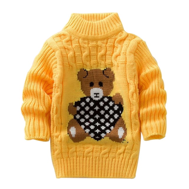 Chandail d'Hiver pour Garçon Fille Cartoon Bear Tricoté Col Bas