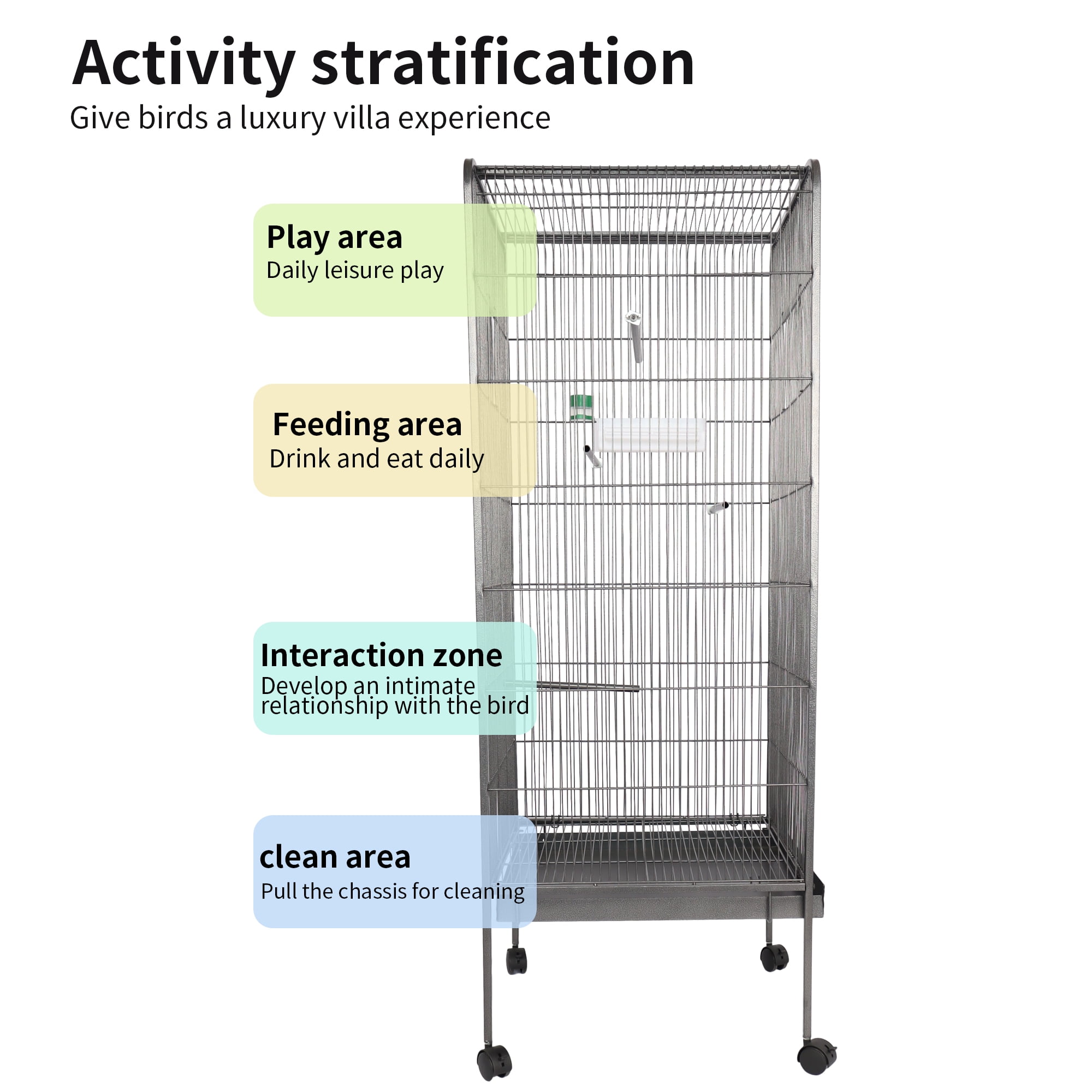 Pefilos 57" Bird Cage for Parakeets, Green Cheek Conures, Pigeons, Indoor Bird Aviaries with Rolling Stand, Metal Bird Aviaries Bird's Nest, Gray Pefilos 57" Bird Cage for Parakeets, Green Cheek Conures, Pigeons, Indoor Bird Aviaries with Rolling Stand, Metal Bird Aviaries Bird's Nest, Gray