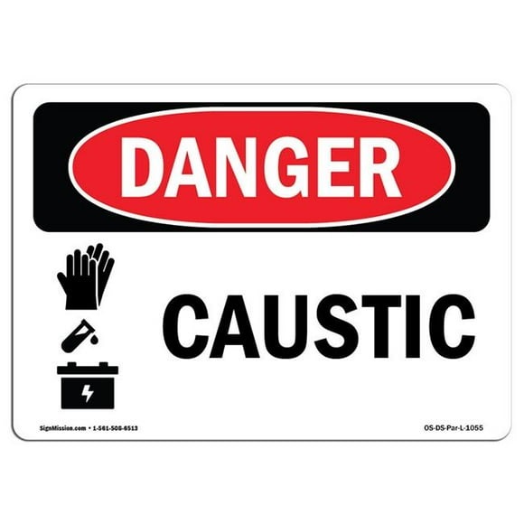 SignMission OS-DS-D-35-L-1055 OSHA Danger Sign - Caustic