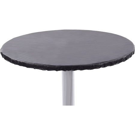 

Yourtablecloth Heavy Duty Vinyl Round Fitted Tablecloth Table Cover with Flannel Backing Vibrant Colors Elasticized Tablecloth Great for Indoor and Outdoor Dining and Playing Cards 60 Black