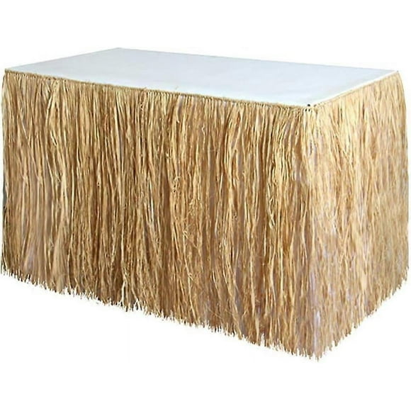 Grass skirt Table decorations Hawaiian backdrop for adults Tropical Raffia Summer party table skirt Desk skirt Decorative accessory with Simulation