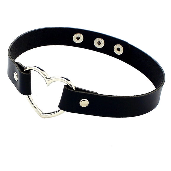 TONAIN Leather Necklace Women Heart-shaped Collar Adjustable PU Choker Punk Style Neck Jewelry