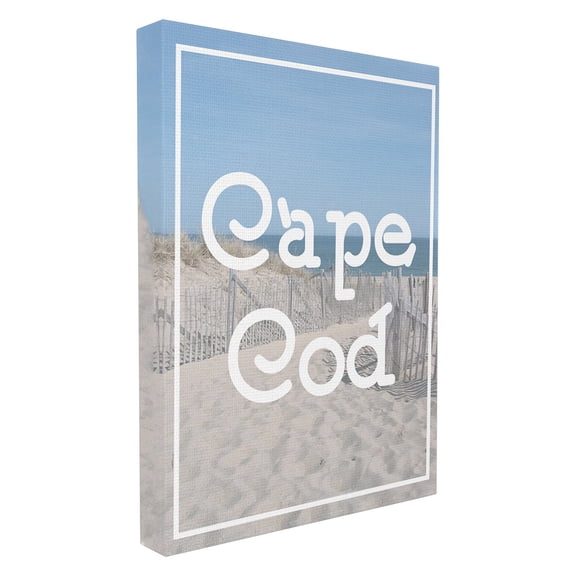 The Stupell Home Decor Collection Cape Cod Beach Typography Vintage Stretched Canvas Wall Art
