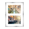 thumbnail image 2 of Stainless Steel Silver Wood Finish Collage Frame - White Mat, Holds Two 5x7 Photos , UV Resistant, 2 of 8