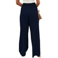 thumbnail image 4 of Qmyliery Summer Women Loose Long Trousers, Ladies Leisure Style Solid Color High Waist Ruched Beach Wide Leg Pants with Pocket, 4 of 5
