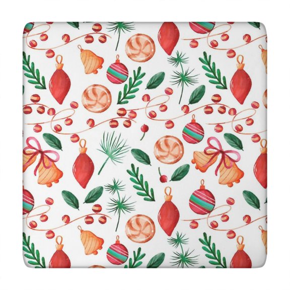 Christmas tablecloth 34x34 inch square stretch fit with elastic spandex edge, wrinkle resistant fabric perfect for holiday dining tables and New Year celebrations