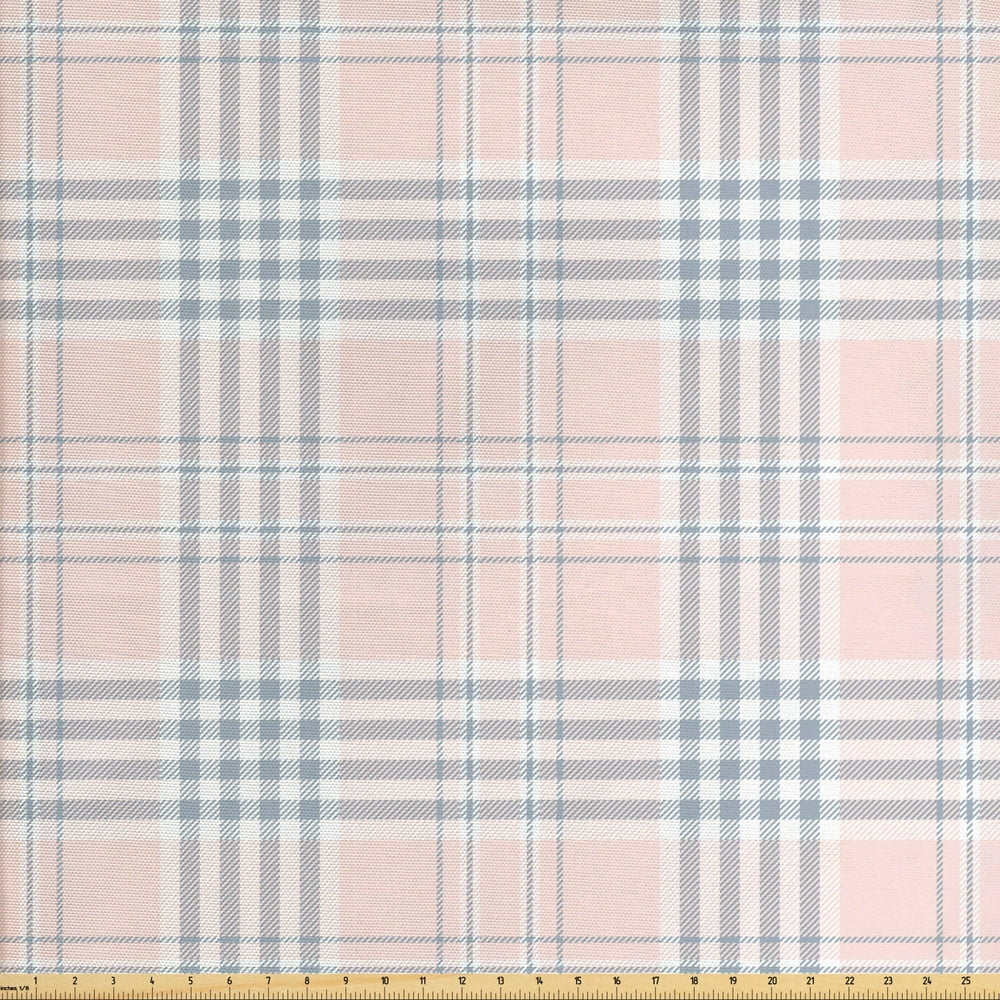Muted Colors Fabric by The Yard, Simple Pattern of Stripes and Square